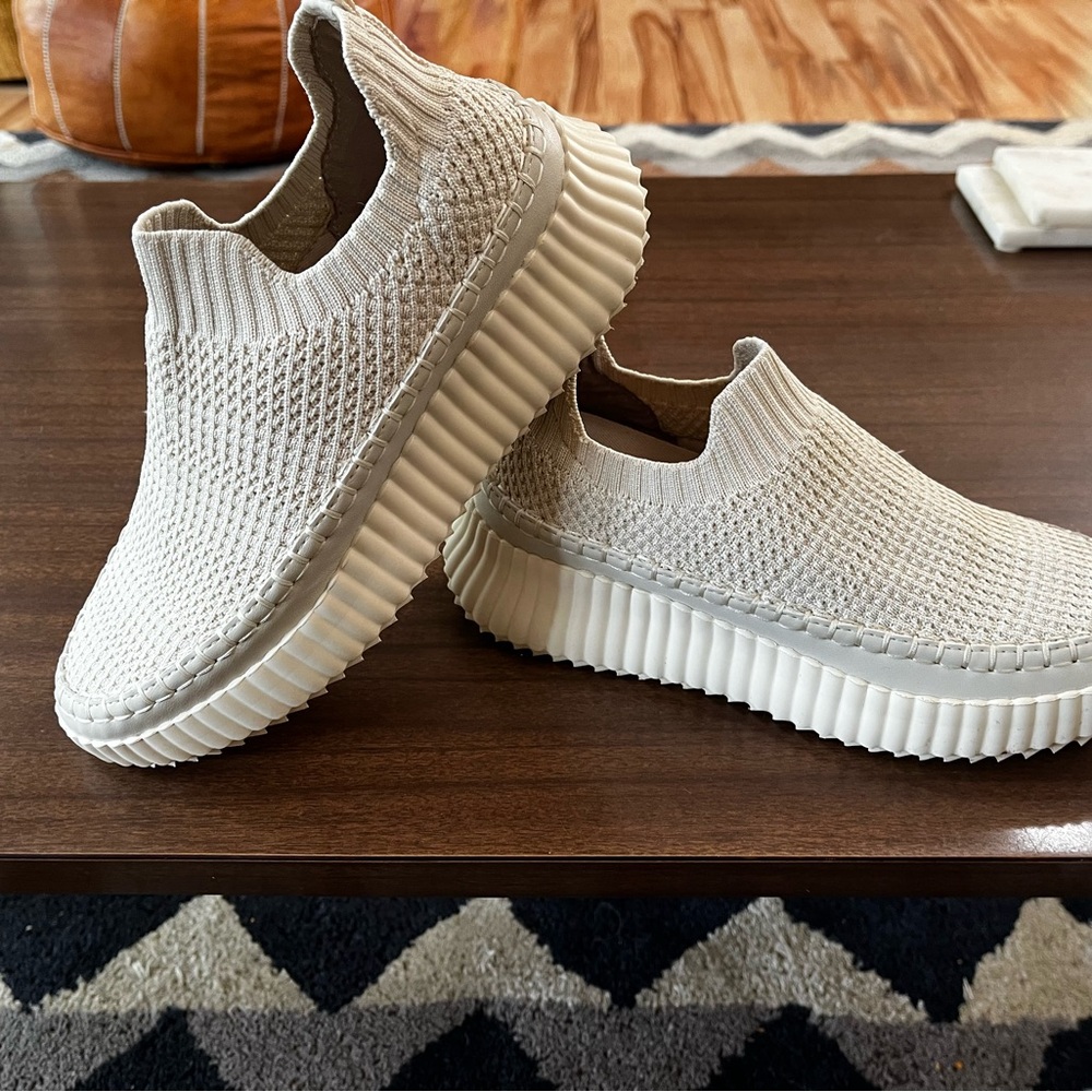 Steve Madden Beige Knit Slip-On Sneakers